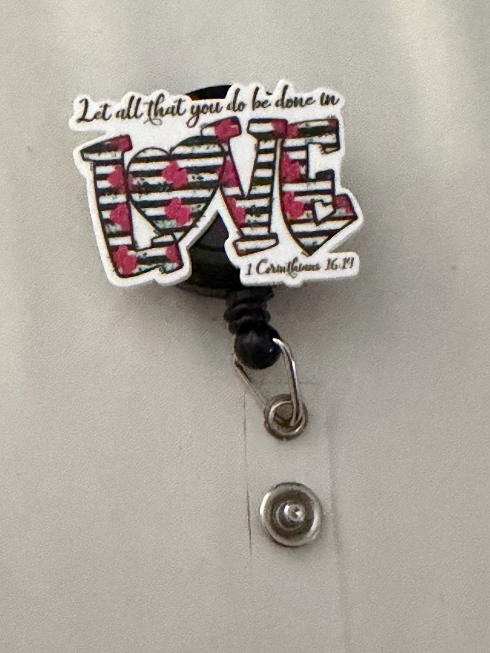 Corinthian  Badge Reel with Floral Stripes